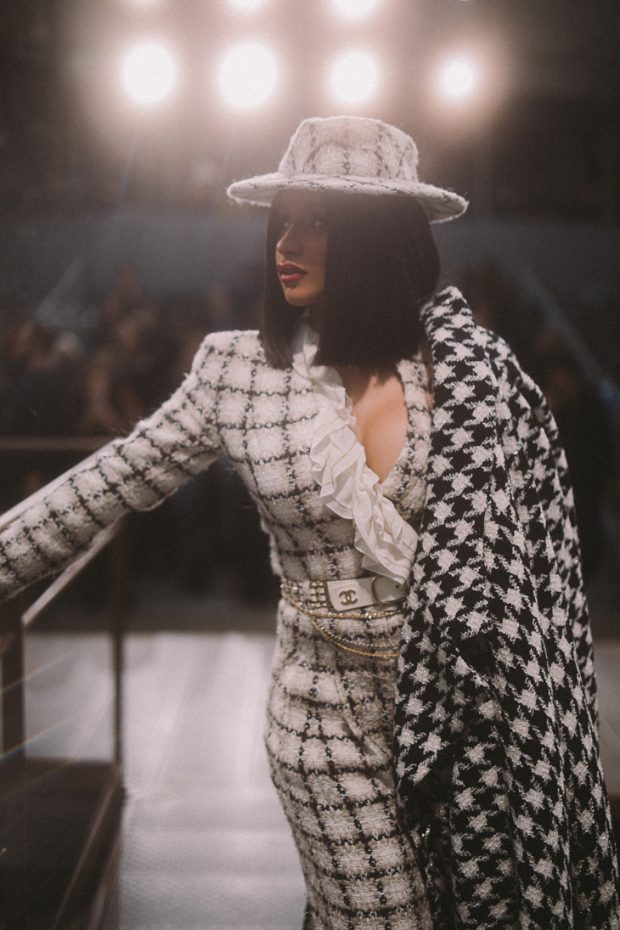 Cardi B in Chanel Heading to the Chanel S/S 2020 Paris Fashion Week Show